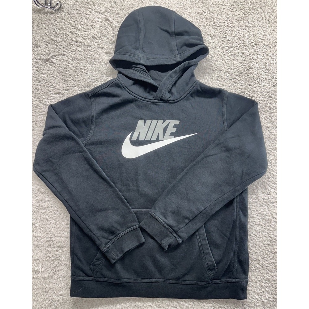 Nike Boys Hoodie Sweatshirt Youth Size XL Black Kangaroo Pocket Logo Swoosh